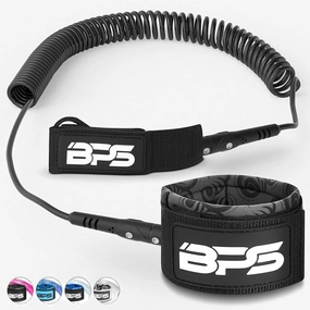 BPS ‘Storm’ Premium 7.2mm Coil SUP Leash Paddleboard Ankle Leash Quick Release Tab, with Waterproof Waist Bag Longboard Surfboard Stand-up Paddleboard Accessories