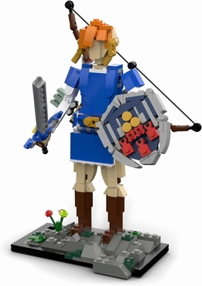 Breath of The Wild Building Block Kit, Game Character Model Toys,Micro Hyrule Building Blocks Set(490Pcs),Unique BOTW Decorations and Building Toys Gifts,Game Fans Gift,2023 New(Link Action Figure)