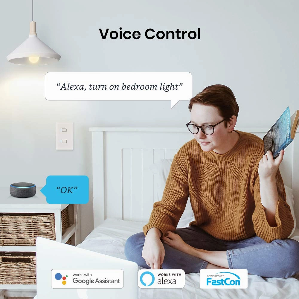 BroadLink Smart Light Switch, No Neutral Wire Required, Single Pole with App and Voice Control, 2-Gang Touch Timer Switch, Compatible with Alexa, Google Assistant, IFTTT, Siri Shortcuts, Hub Included