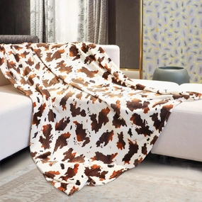 Brown Cow Print Blanket Twin Lightweight Couch Blankets Soft Warm Plush Fleece Throw All Season Bedding Cow Gift for Adults Couples Mom Dad Camping 60" x 80"