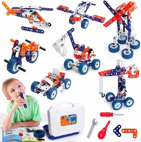 Building Toys Kits 152 Piece STEM Toys Erector Set for Boys Creative Construction Engineering Fun Educational Building Blocks Set for Boys and Girls Ages 6 7 8 9 10 11 12 Year Old, Best Toy Gift