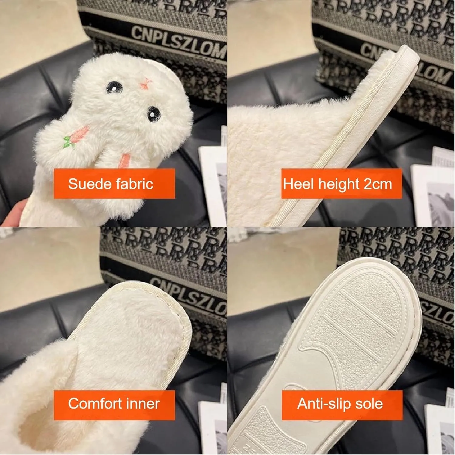Bunny Slippers Funny Animal Slippers Bunny Indoor Warm Plush Slippers Cute Kawaii Cartoon Rabbit House Slippers Birthday Holiday Gifts for Girls Ladies