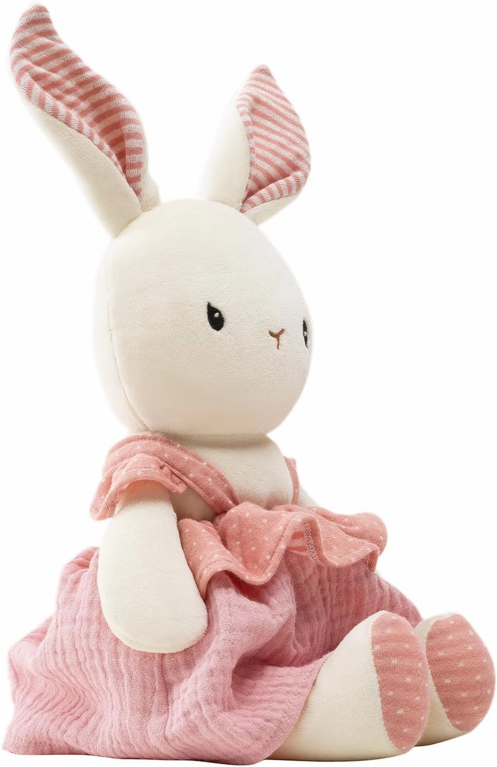 Bunny Stuffed Animal Organic Cotton Baby Plush Toys, 7" Easter Plush Bunny Soft Cuddly Toy for Babies and Toddlers