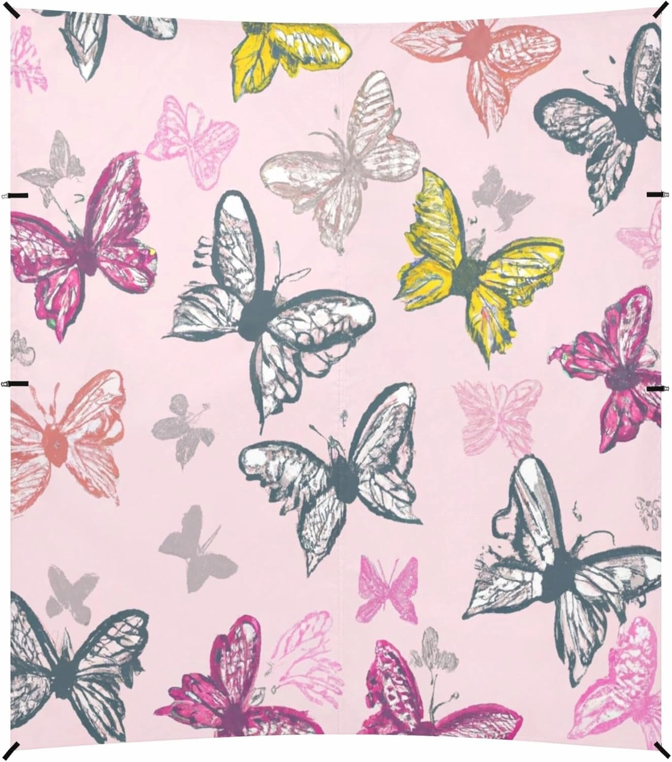 Burbuja Colorful Butterflies Beach Canopy Windproof Beach Tent Sun Shade with 4 Sandbags & Sand Shovel, Portable Sun Shelter for Family Camping Picnic