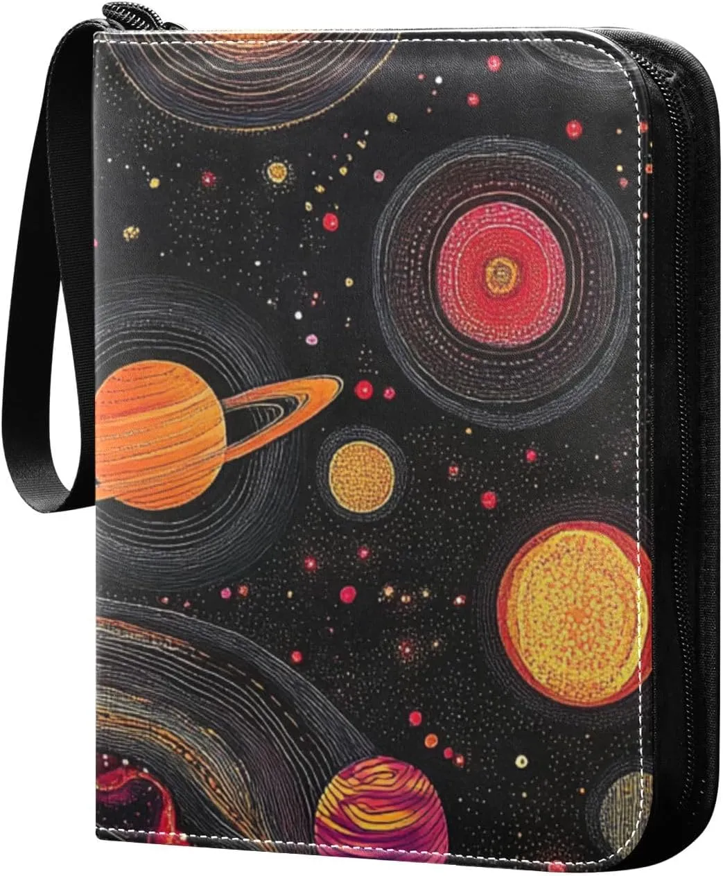 business card binder 400 pockets photo album with double sided removable sleeves collectors for 400 cards Colorful Space Planets and Earth