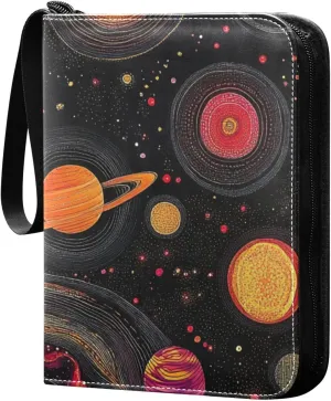 business card binder 400 pockets photo album with double sided removable sleeves collectors for 400 cards Colorful Space Planets and Earth