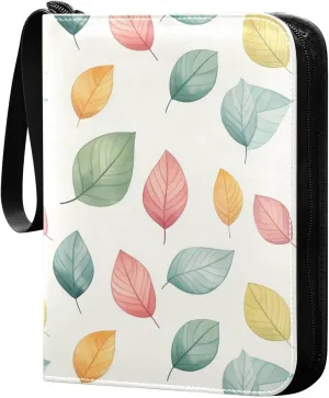 business card binder card holder with double sided removable sleeves for game, baseball cards collection Colorful Leaves