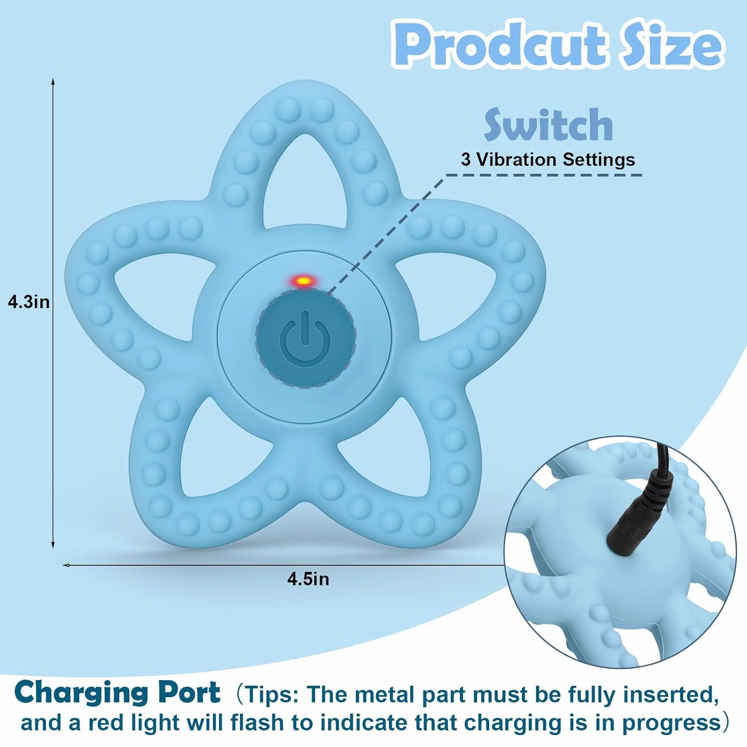 BUSOHA Vibrating Sensory Chew Teether Toy - Baby Teething Toys Sensory Toys for Autism and ADHD Toddler Kids Calming Travel Essentials for Airplane Car Gifts for Babies 6-18 Months