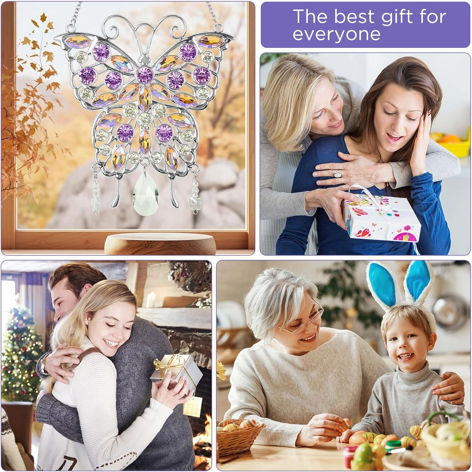 Butterfly Crystals Gift for Women Mom Grandma Sister Wife Unique Butterfly Gift Birthday Gifts, Crystal Hanging for Walls Windows Bedrooms