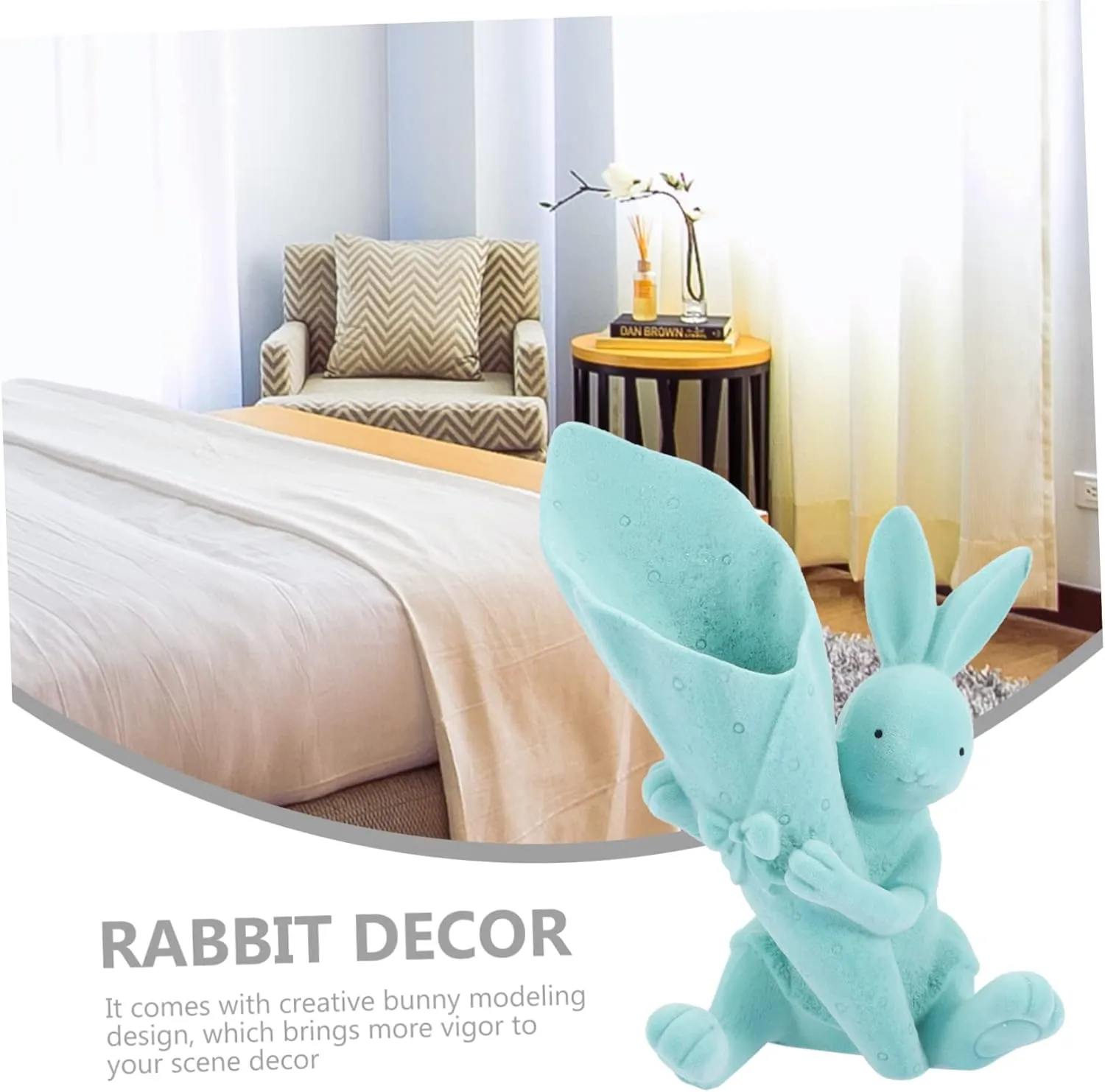 Cabilock Cartoon Bunny Figurine Holding Vase Cute Desktop Decor for and Office for Flower Arrangements Adorable Statues for Easter Everyday Use