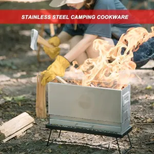 Camping Stove, Wood Burning Stoves Camping Wood Burning Camp Stove,Small Portable Backpacking Stove,Stainless Steel Camping Cookware For Tent,for Outadoor Backpacking Hiking Traveling Picnic BBQ Backp