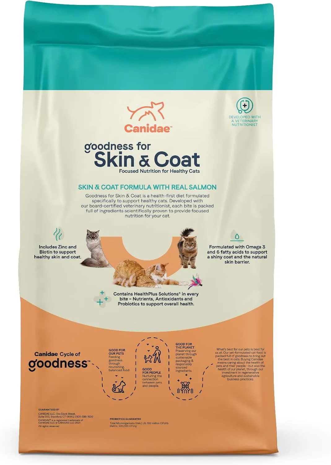 Canidae Goodness for Skin and Coat, Premium Adult Dry Cat Food with Real Salmon, 5 lbs.