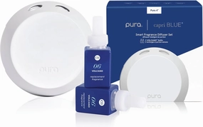 Capri Blue Pura 4 Smart Home Fragrance Scent Diffuser Kit - Includes 2 Capri Blue Pura Diffuser Refills - Luxury Room Fragrance - Long Lasting Wall Plug in Air Freshener (Volcano)