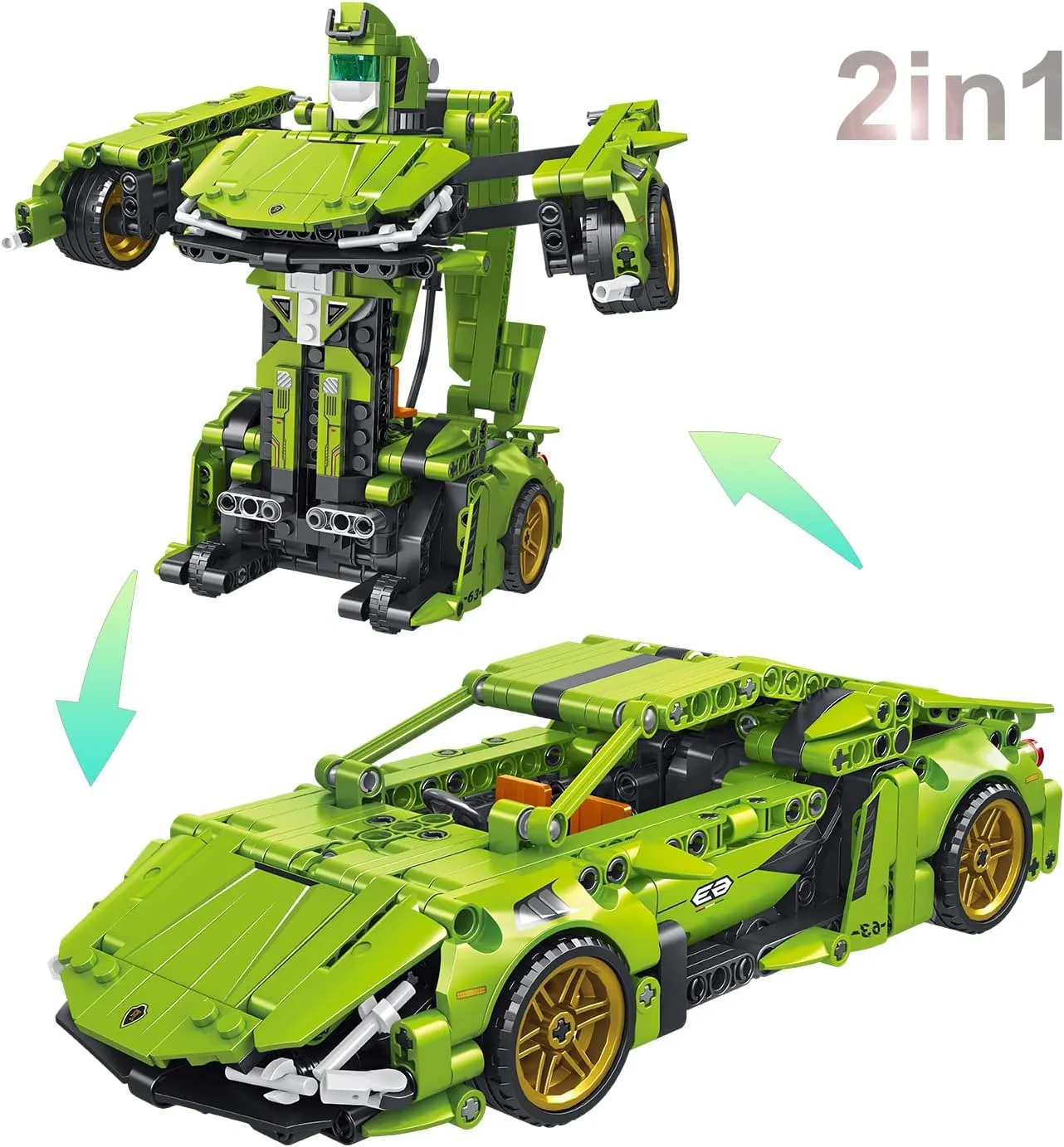 Car Building Blocks Toys for Kids Adult 2 in 1 Transform into Robot Building Kit Pull Back Sports Race Cool Car Technical Model Set for Boys Girls Age 6  (721 Pieces