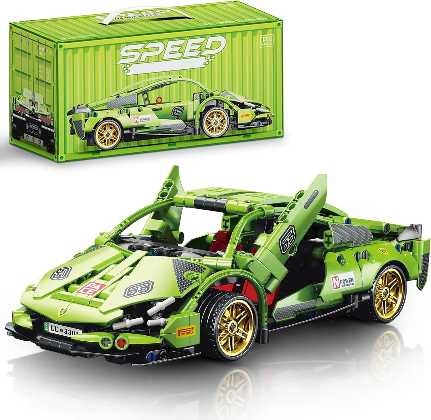 Car Building Set Technic-Style Speed Champions Building Set – 586 Pieces, Classic Sports Car Model for Kids and Adults Age 12-14-16, Fun Race Car Toy Set for Boys and Girls