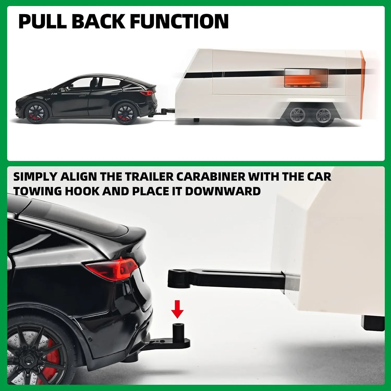 Car for Boys 1/24 Diecast Cars Y Toy Trailer,Die Cast Metal Y Toy Car,Metal Trailer Toys for Toddlers,Pull Back Cars with Light and Sound,Cars for Kids Ages 3-5（Black）