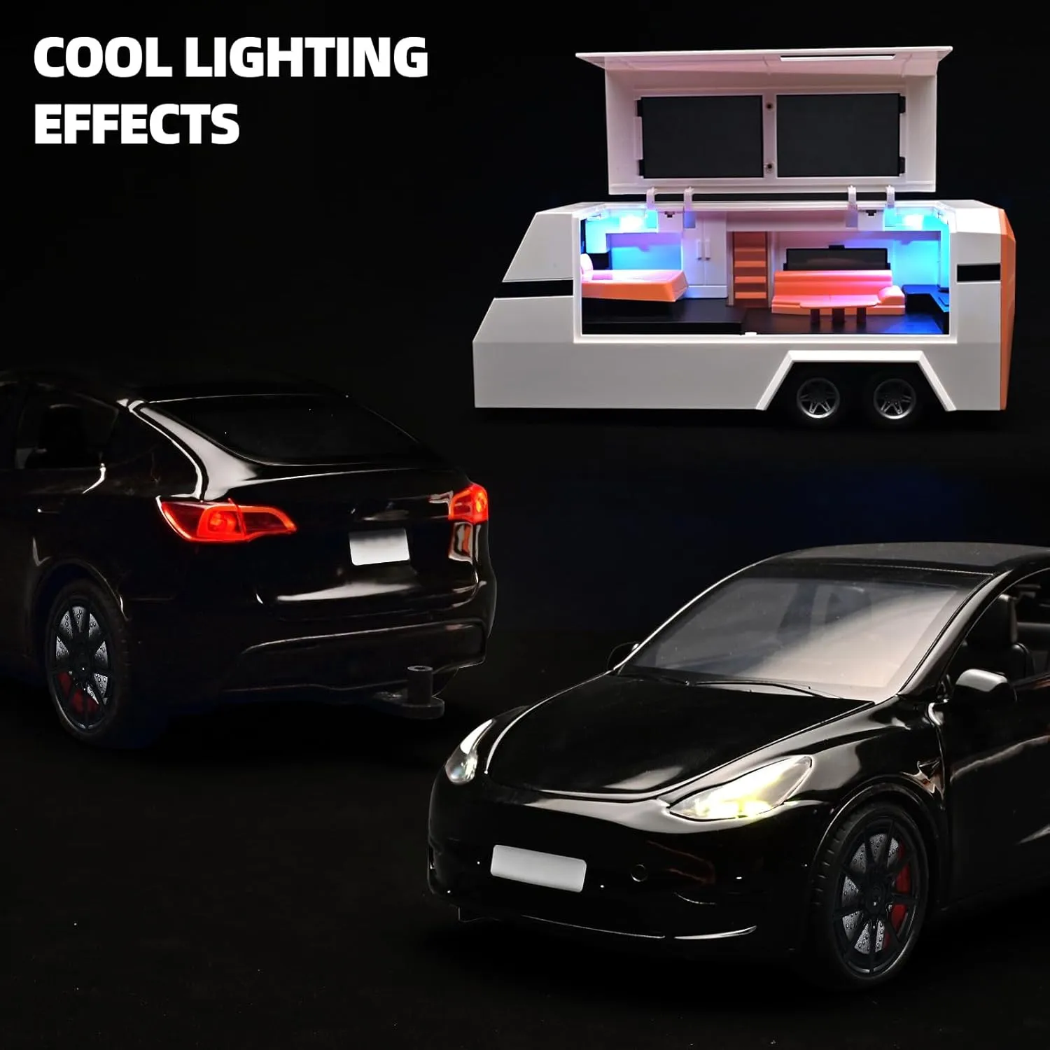 Car for Boys 1/24 Diecast Cars Y Toy Trailer,Die Cast Metal Y Toy Car,Metal Trailer Toys for Toddlers,Pull Back Cars with Light and Sound,Cars for Kids Ages 3-5（Black）