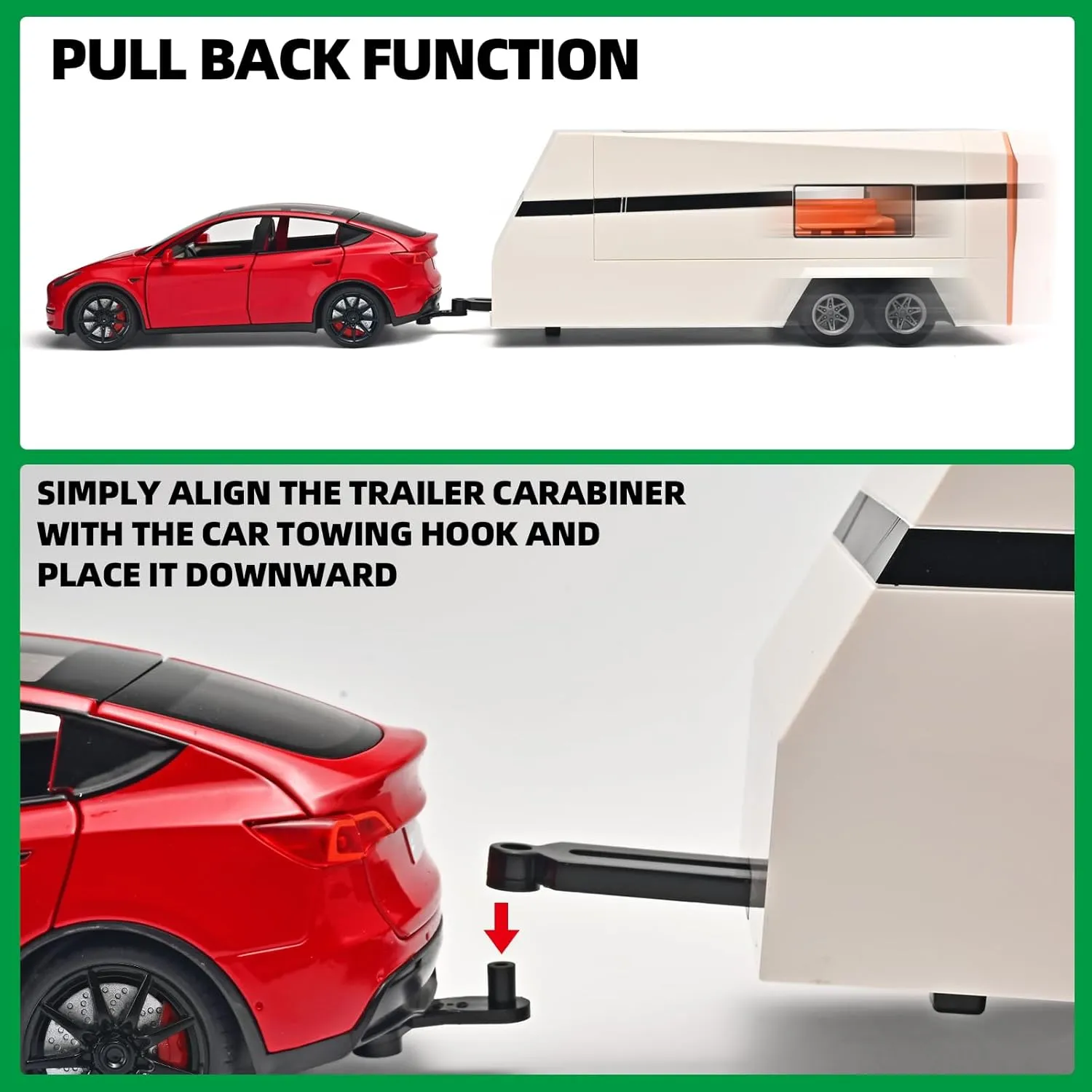 Car for Boys 1/24 Diecast Cars Y Toy Trailer,Die Cast Metal Y Toy Car,Metal Trailer Toys for Toddlers,Pull Back Cars with Light and Sound,Cars for Kids Ages 3-5（Red）