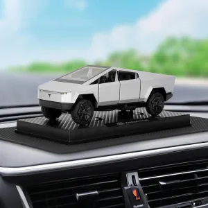 Car Interior Ornaments with Non-Slip Fixed Pads, 1/32 Scale Die-Cast Alloy Car Dashboard Decoration with Sound and Light Function for Men and Women Silver