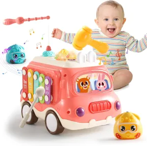 Car Toy for 1-2 Year Old Girl Gifts Baby Toys 6-12-18 Months ,6 in 1 Montessori Toy,Baby Bus Musical Learning Toys for Toddlers 1-3,Christmas Birthday Gift for Boys Girls Kids