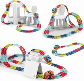 Car Track Set Race Toys for Boys Kids with LED Light-Up Car, Slot Race Car, Flexible Changeable Magic 3 4 5 6 7 8 Year Old Girls as Best Birthday Gifts (240)