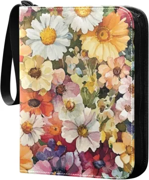 card albums baseball card binder with double sided removable sleeves for game, baseball cards collection Floral Pattern Colorful