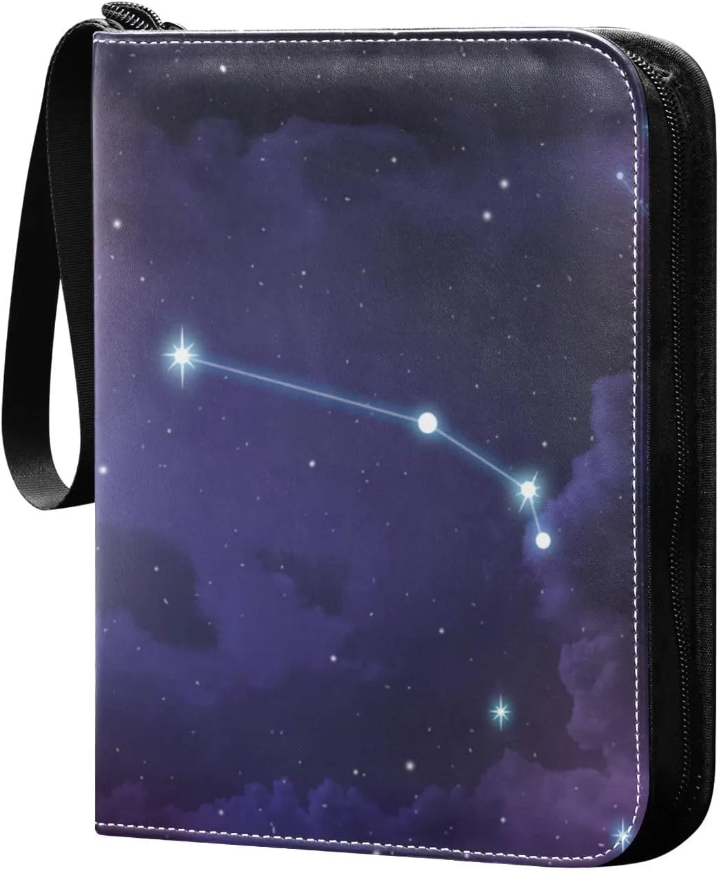 Card Binder 4 Pocket, Trading Card Binder Holder Fits 400 Cards with 50 Sleeves, Card Collection Binder Album Book Holder for Baseball Football Games Cards, Creative Aries
