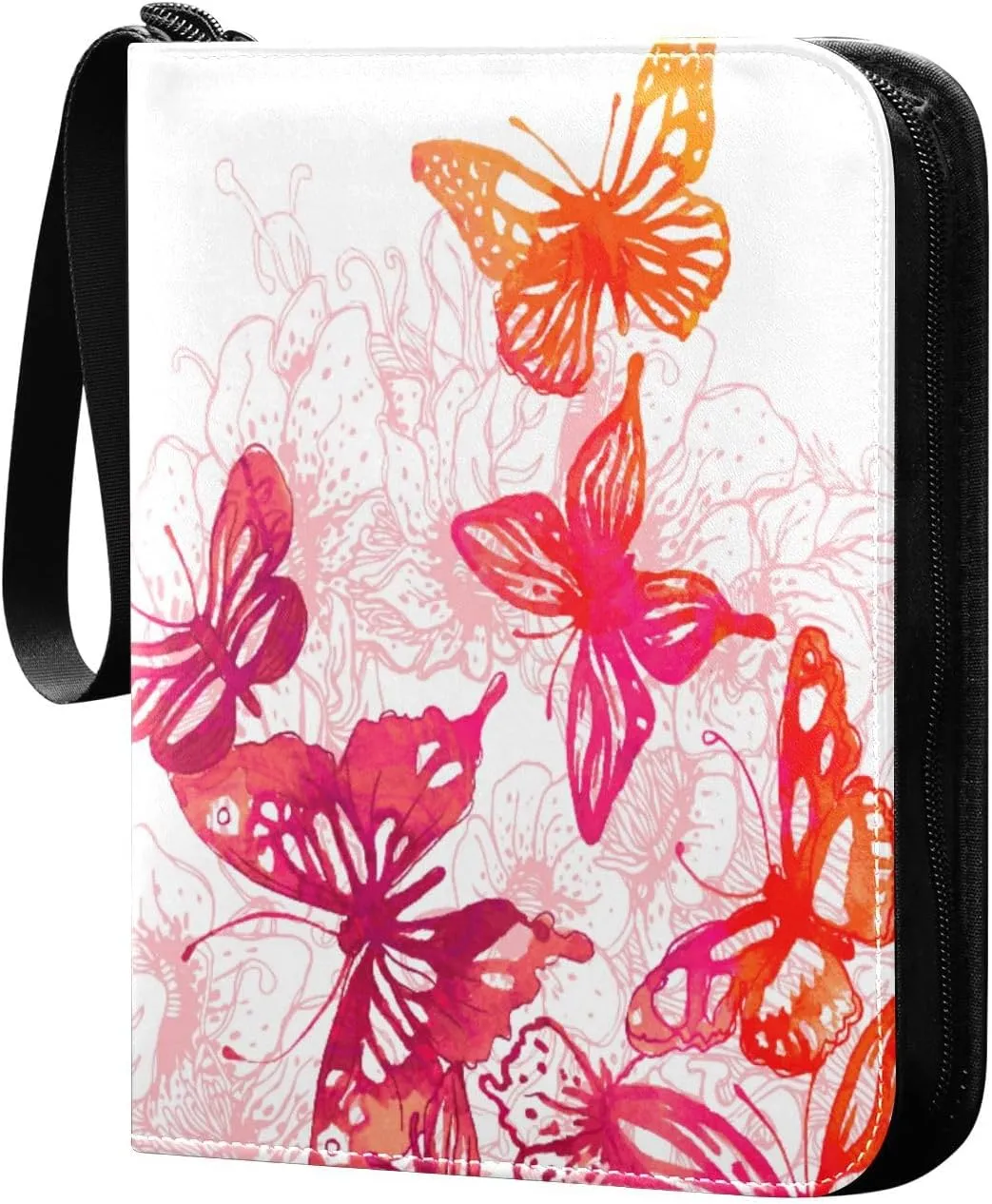Card Binder 400 Pockets Trading Card Binder Holder with 50 Removable Sleeves,Card Binder Album with Zipper Portable Card Folder for Baseball Football Games Sports Cards,Butterflies Painted