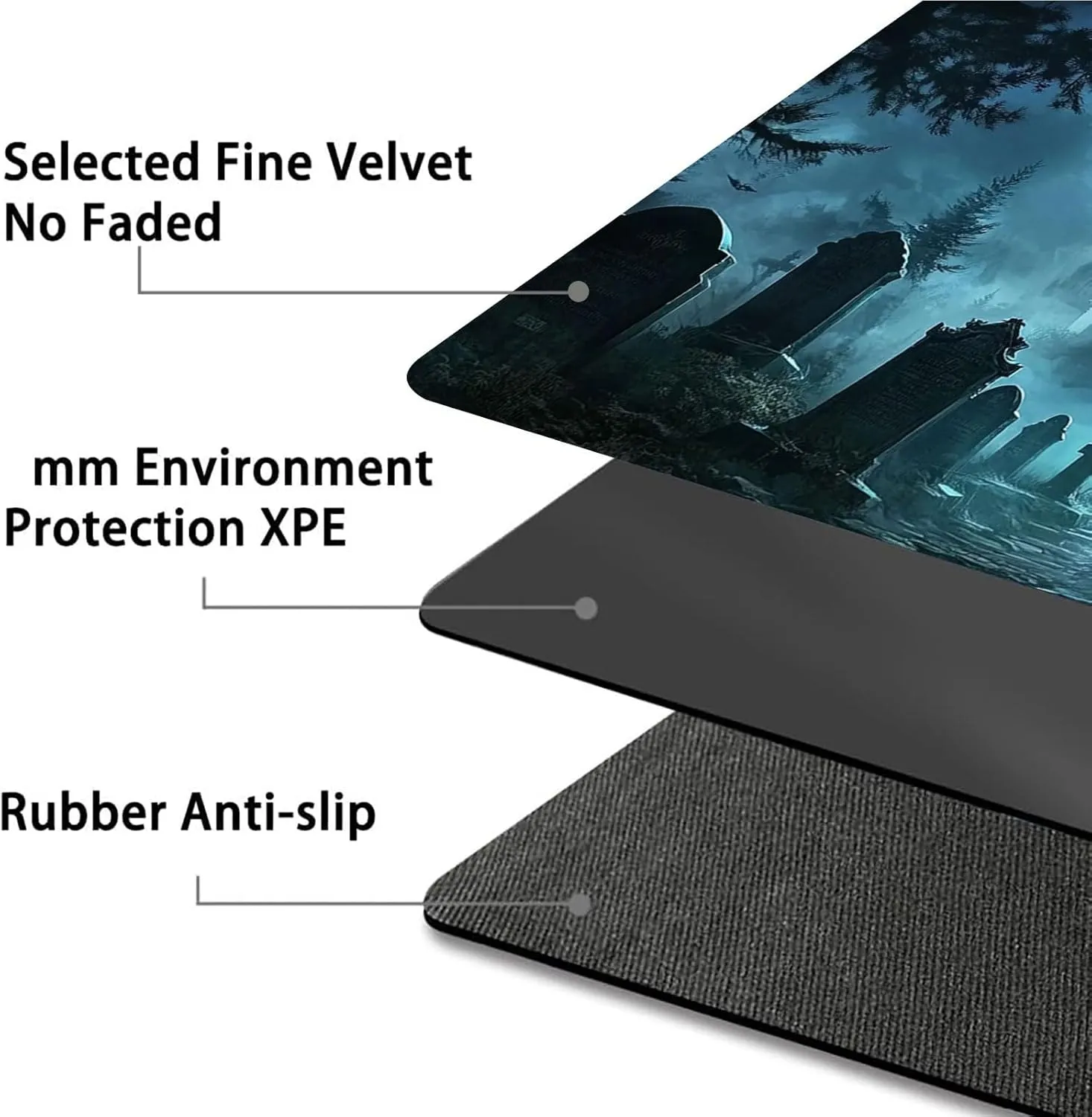 Card Game Playmat for MTG & TCG, 24x14 inch Non-Slip Magic Playmat, Durable Rubber Surface, Ideal for Card Games & Board Games, Portable with Storage Bag, Gothic Cemetery
