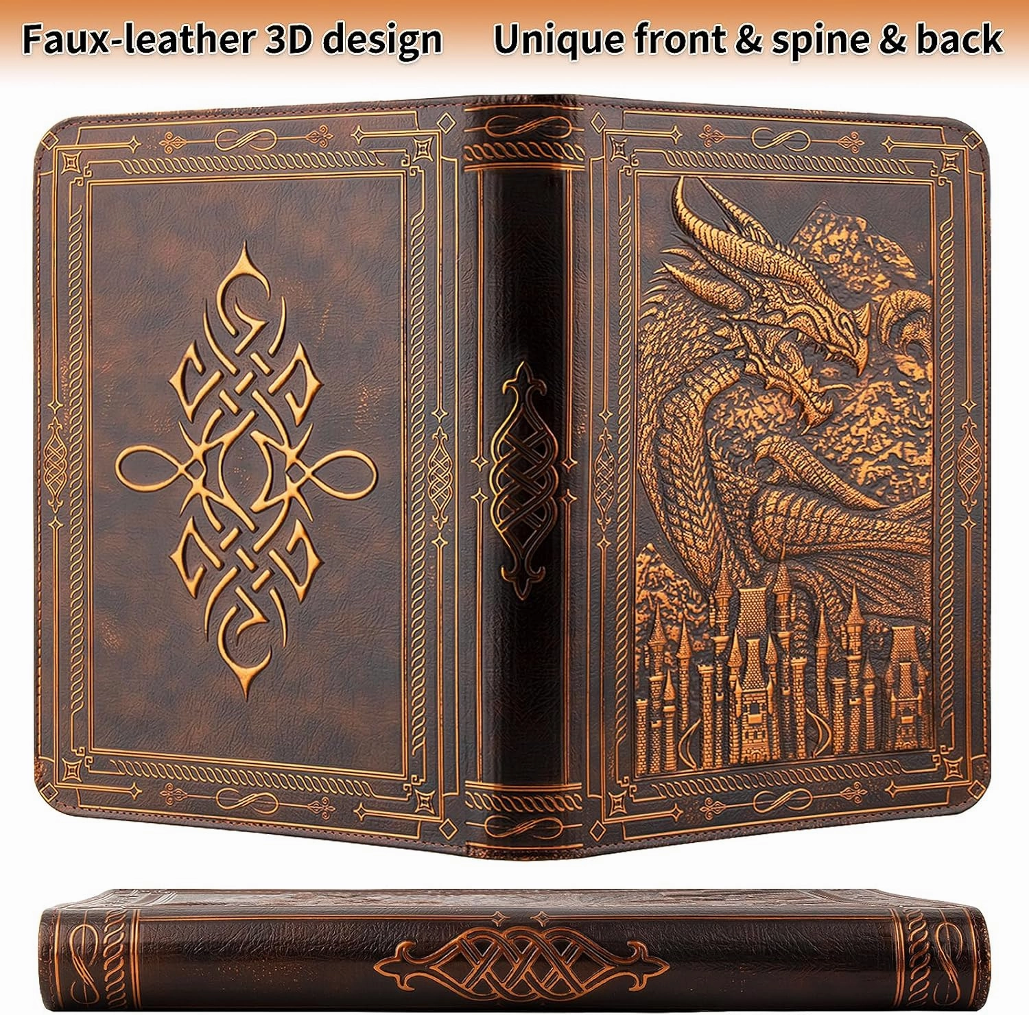 Card Binder 9 Pocket, 3D PU Leather Album with Zipper, 360 Side Loading Pockets for TCG, MTG, Lorcana, Other Collectible Cards, Trading Card Game Protective Folder Album (Reddish Brown)