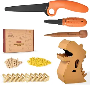 Cardboard Construction Tool Kit 163 Pieces-Educational Toys for at-Home Play   Classroom Learning | Reusable Cardboard Tools for Kids