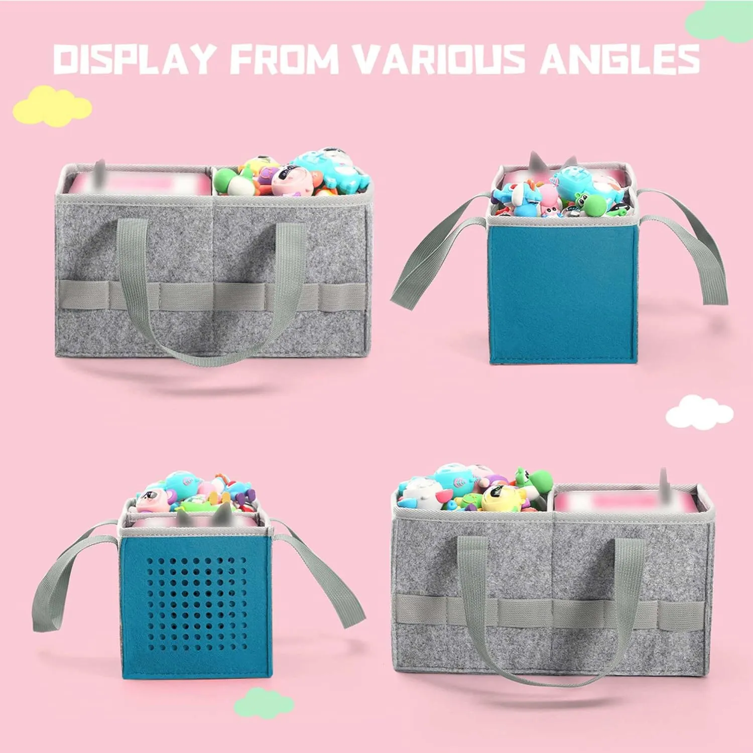 Carrying Case Travel Felt Bag Compatible with Toniebox Starter Set and Tonies Figurine (Gray Blue)