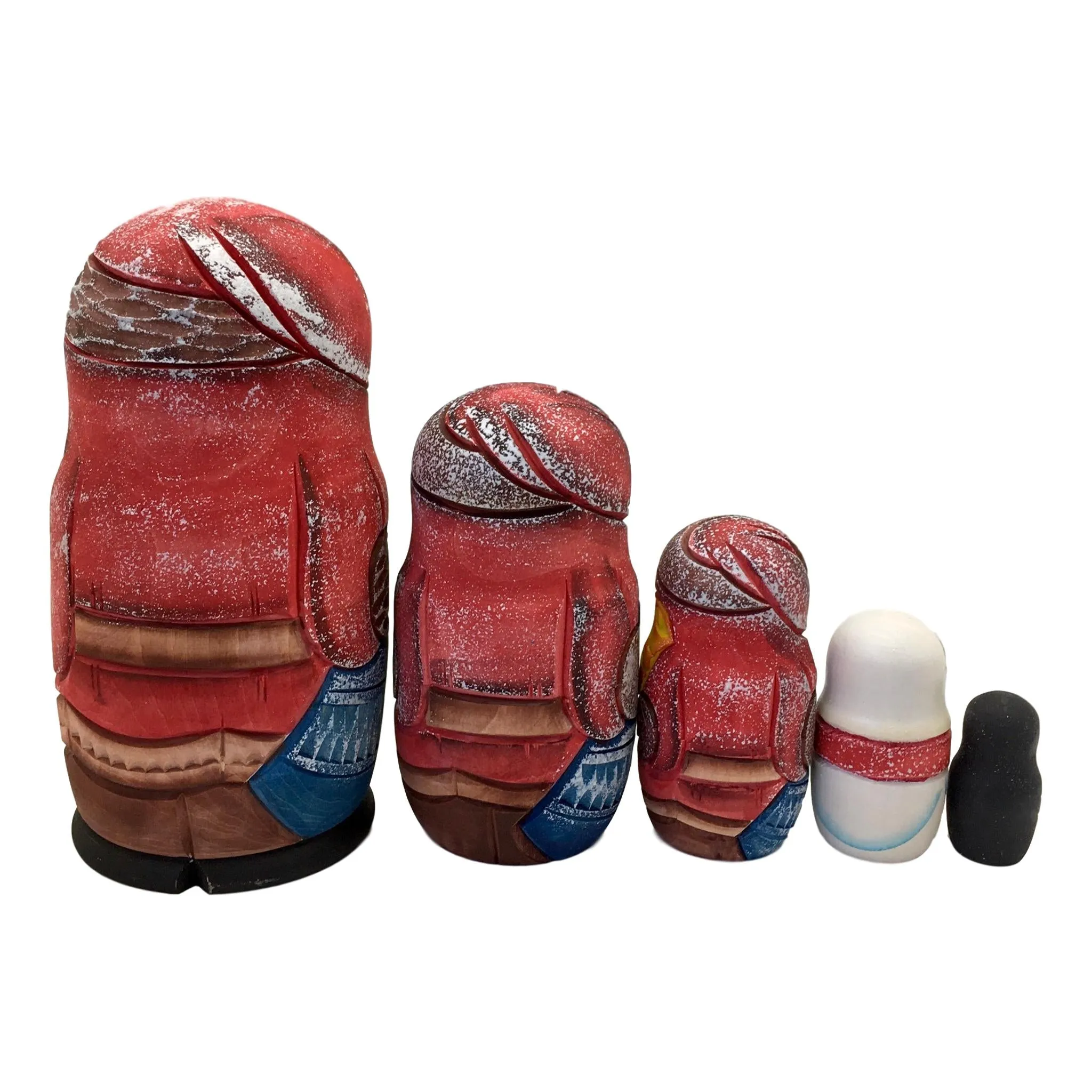 Carved Santa 5 Piece Nesting Doll Set
