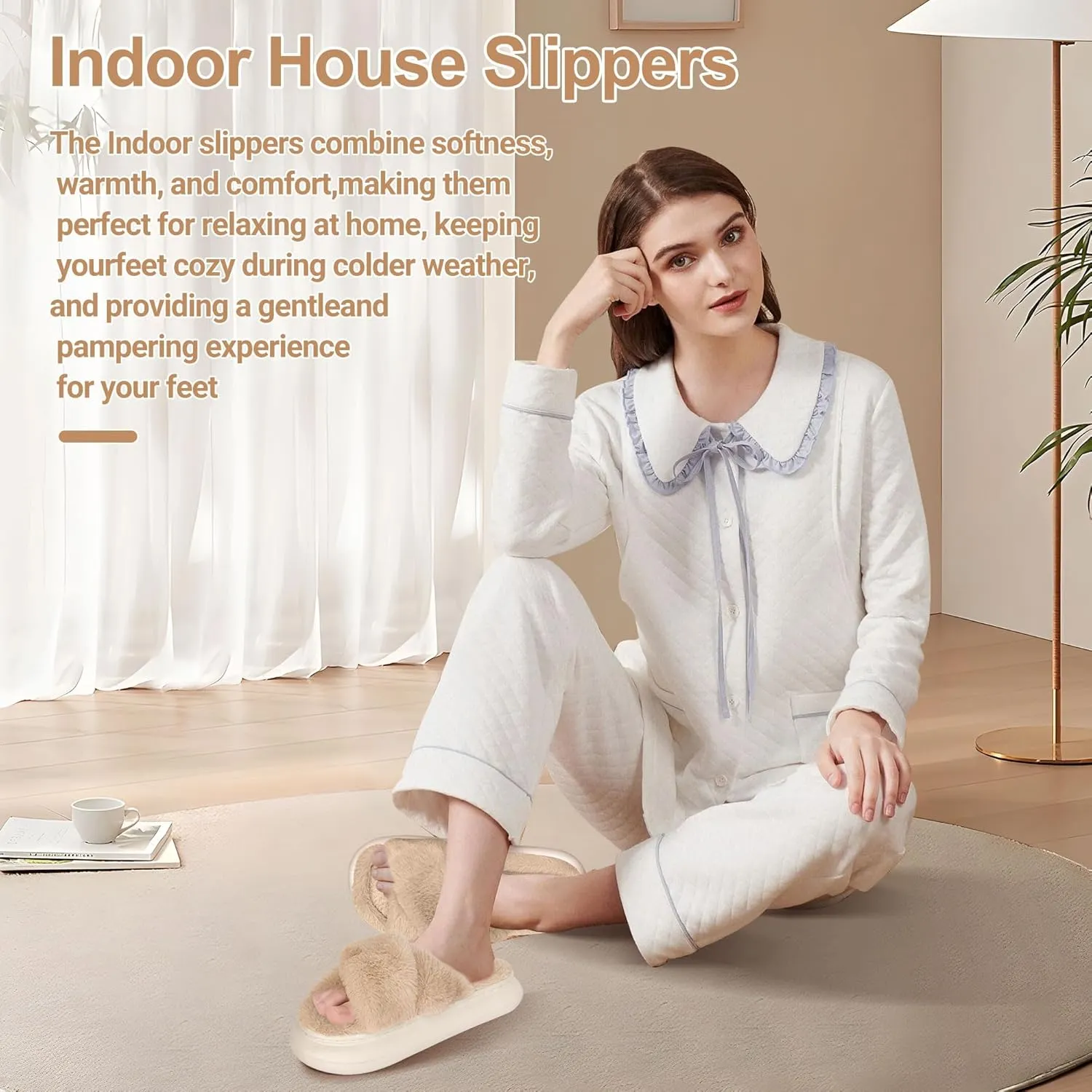 Cat Face Slippers for Women Soft Plush Fuzzy Kawaii Women's Slippers Ultra Comfy Cute House Shoes Open Toe Indoor Outdoor Soft Thick Sole