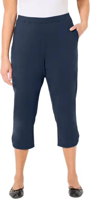 Catherines Women's Plus Size Suprema Studio Ring Accent Capri