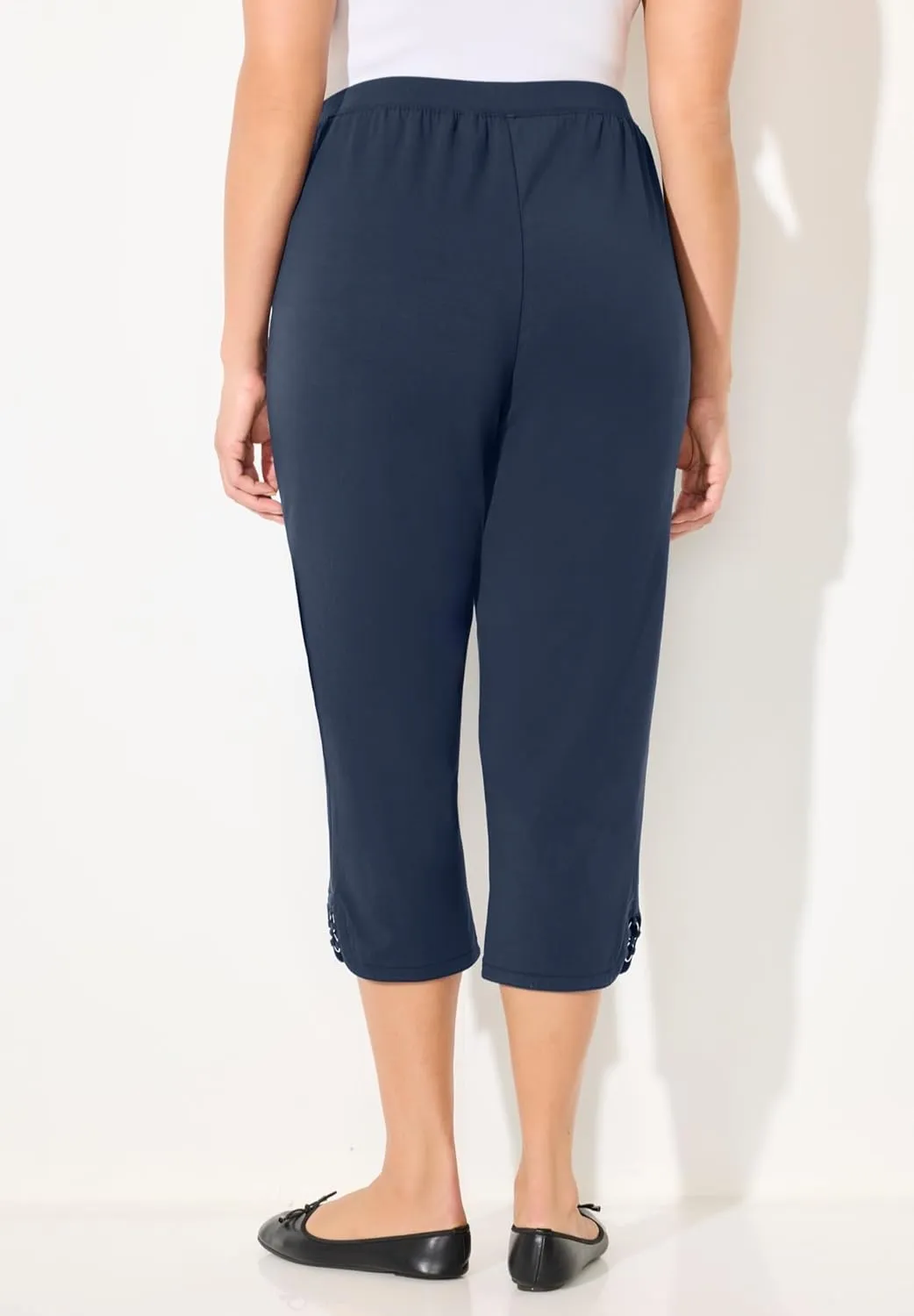Catherines Women's Plus Size Suprema Studio Ring Accent Capri