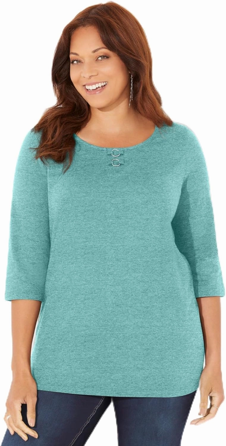 Catherines Women's Plus Size Suprema Studio Double-Ring Tee
