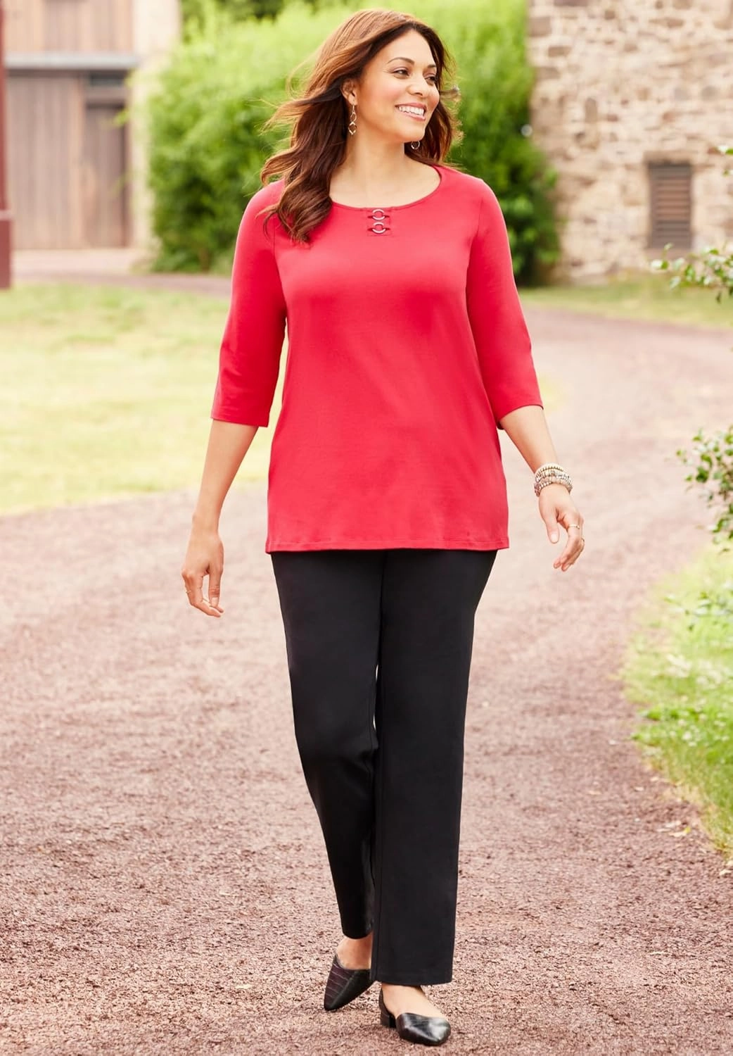 Catherines Women's Plus Size Suprema Studio Double-Ring Tee