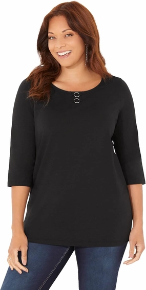 Catherines Women's Plus Size Suprema Studio Double-Ring Tee