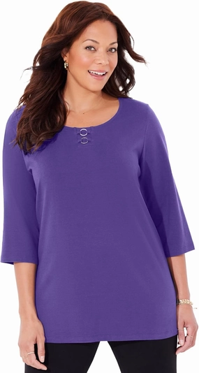 Catherines Women's Plus Size Suprema Studio Double-Ring Tee
