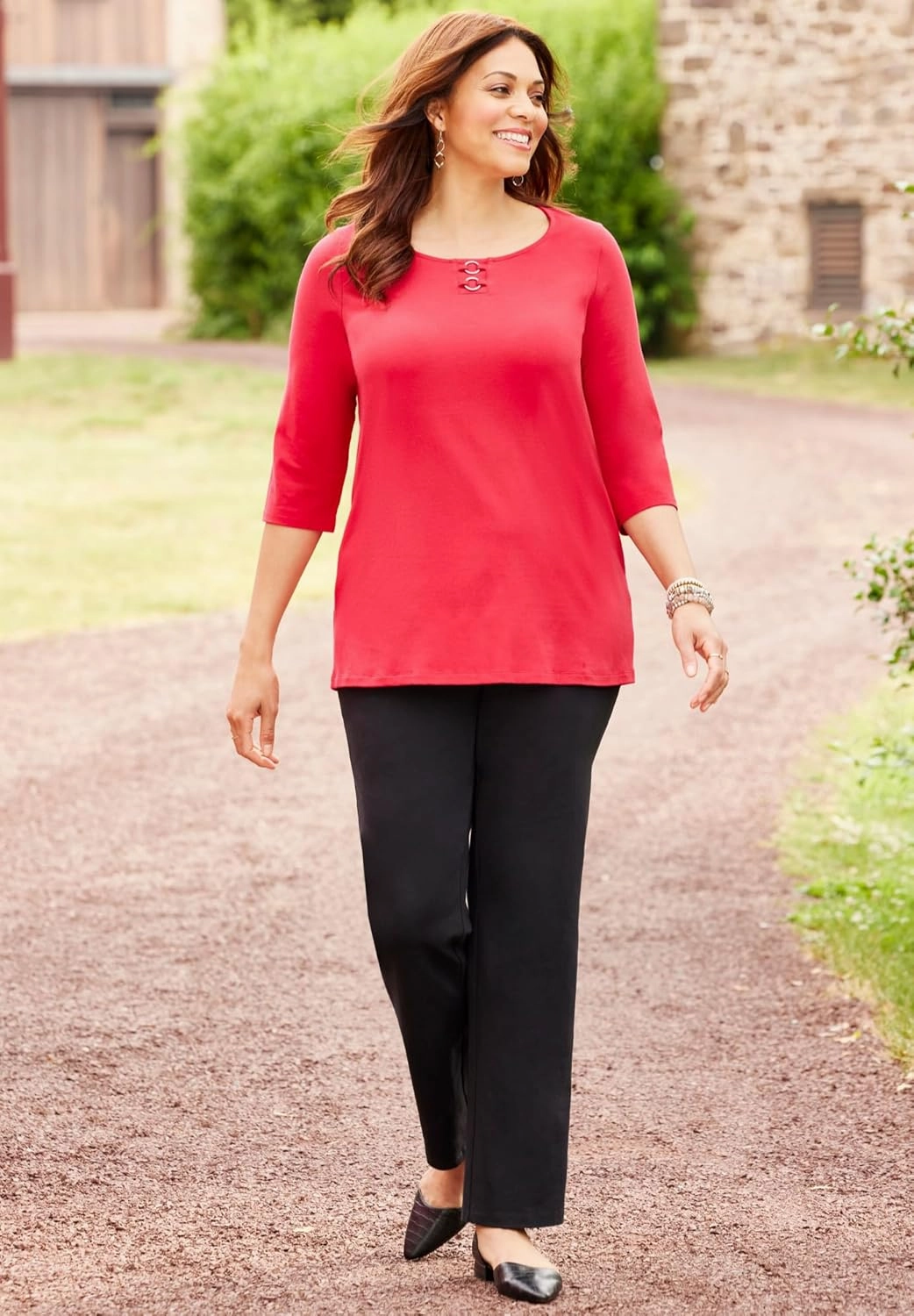 Catherines Women's Plus Size Suprema Studio Double-Ring Tee