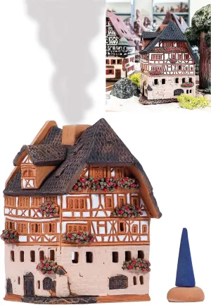 Ceramic Christmas Village Houses Collection - Handmade Miniature of Historic Dürer's House in Nuremberg, Germany - Candle, Cone Incense Holder R250