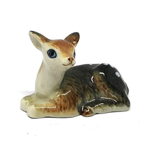 Ceramic Deer Bambi Figurine Craft Miniature Collectible Porcelain Wildlife Animal