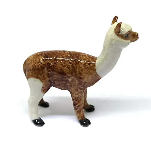 Ceramic Farm Miniature Collectible Porcelain Llama Lama Figurine Brown Standing
