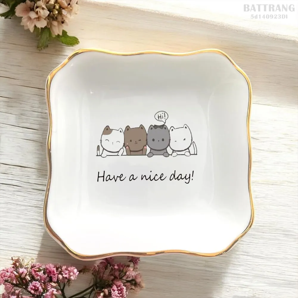 Ceramic Jewelry Dish, Greeting Gifts, Friendship Gifts, Sister Birthday Gifts, Gift for Cat Lover, Gift for Her, Daughter Gifts, Bestie Gifts, Housewarming Gifts