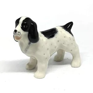 Ceramic Springer Spaniel Dog Figurine Craft Miniatures Collectible Animals