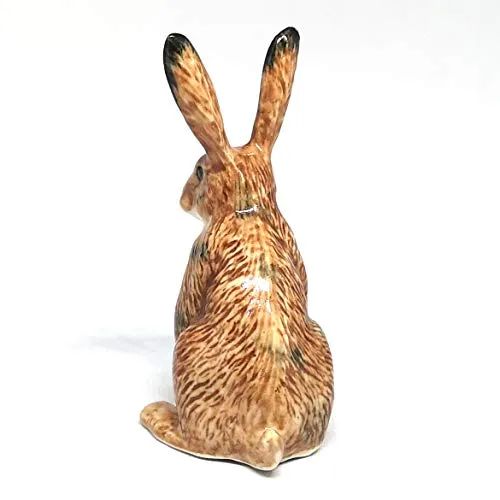 Ceramic Wild Brown Rabbit Figurine Hand Painted Miniature Terrarium Decor Collectible