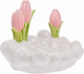 Ceramic Trinket Dish Watch Keys Tray Storage Rack Jewelry Organizer Dish Necklace Dressing Table Make up Jewelry Rack Home Decor Storage Small Key Key Ring Disk Jewelry (White 19.00X12.80X12.70CM)