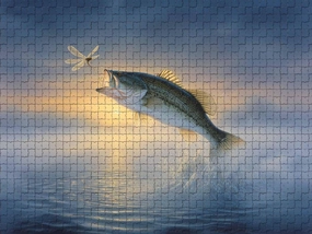 Challenging and Exciting Action Jigsaw Game Featuring Largemouth Bass Dragonfly Fishing 500 Piece Puzzle for Adults and Anglers Nature Lovers Wall Decor and Family Fun Gift