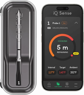 CHEF iQ Sense [2025 Model] | Smart Wireless Meat Thermometer | Ultra-Thin Probe | WiFi Unlimited Range | 1000°F Heat Safe | 5 Sensors | BBQ, Grill, Oven, Smoker, Air Fryer | Gen3